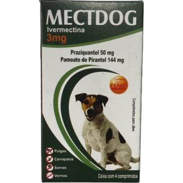 Imagem de Antipulgas Carrapatos Vermes e Sarnas Mectdog Para Cães 3 mg - Mect Pl