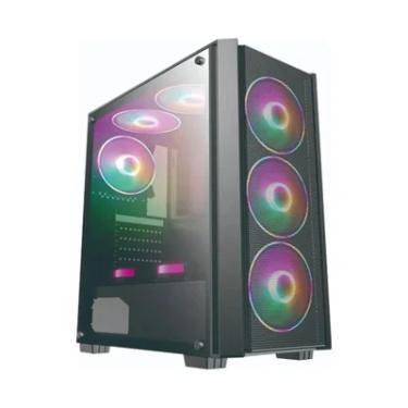 Imagem de Gabinete Gamer Atx Brazilpc Preto C/ 4 Cooler Vidro Lateral Frente Mash T02b