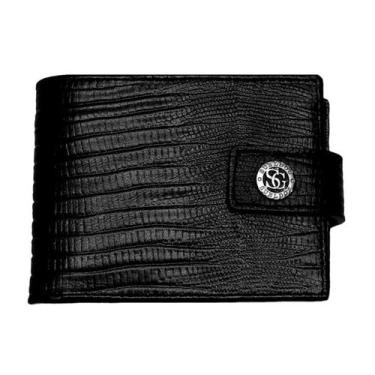 Imagem de Carteira masculina tradicional couro legítimo - Sueldos, Preto