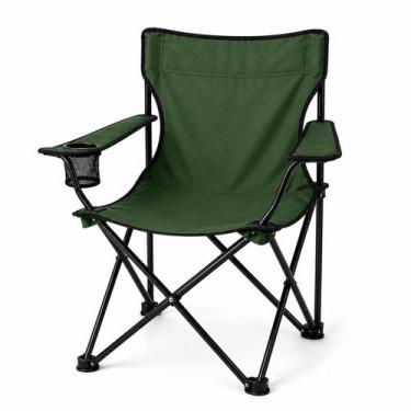 Imagem de Cadeira Dobrável Camping Pesca Verde 120kg com Porta Copos e Bolsa - O