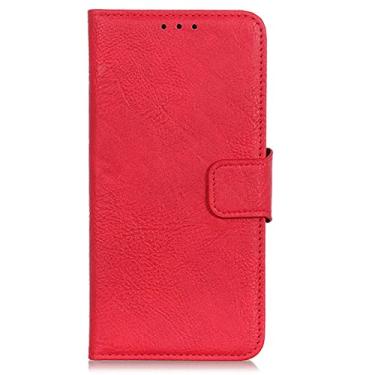 Imagem de Capa carteira para Google Pixel 6/6 Pro, suporte de cartão de couro premium, suporte para dinheiro, capa flip magnética à prova de choque, capa para celular, vermelha, Pixel 6 de 6,4 polegadas