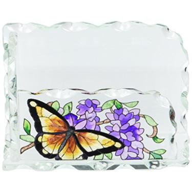 Imagem de Joan Baker Designs Porta-cartões de visita de vidro com arte Wings and Wisteria