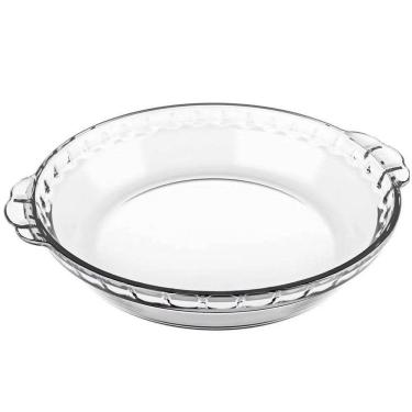 Imagem de Forma De Vidro Filetada Pequena 600ml Marinex Travessa Refratária Redonda Com Pegadores Laterais