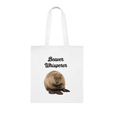 Imagem de Bolsa castor, bolsa castor sussurro, presente castor, bolsa de ombro castor, bolsas reutilizáveis castores, cesta de natal de aniversário, ideia de presente para ela, presente para ele, bolsa feminina, Branco