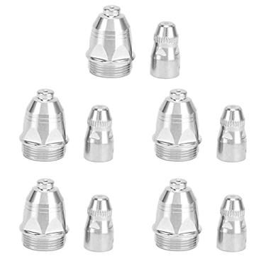 Imagem de 10 peças P80 tocha de corte a plasma kit de consumíveis elétrodo de plasma conjunto de bico de corte para tocha de corte a plasma(Aperture 1.5)