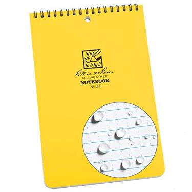 Imagem de Rite in the Rain Caderno espiral superior à prova de intempéries 15 x 23 cm, capa amarela, padrão universal (nº 169)