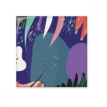 Imagem de Azulejo de cerâmica com padrão de arte abstrato azul brilhante decalque de tijolos esmaltados