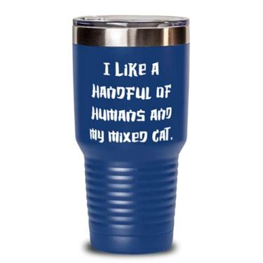Imagem de I Like a Handful of Humans and My Mixed Cat. Copo de gato misto, 850 g, Inspire Mixed Cat, Copo de aço inoxidável para amigos