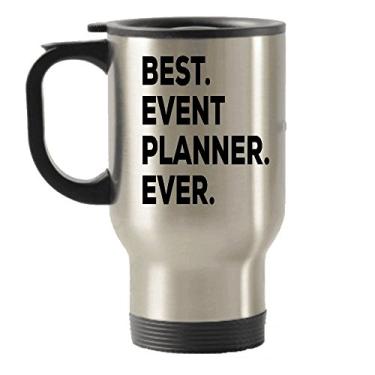 Imagem de Presente de planejador de eventos – Melhor planejador de eventos, caneca de viagem – Copos isolados para viagem – Chá chocolate quente, vinho cacau – Presentes para planejamento – Conjunto de cesta de presente divertido ou colocado em um saco de presente – Obrigado