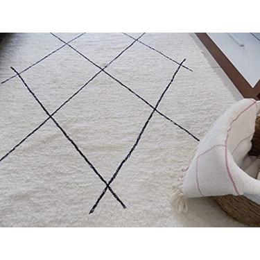 Imagem de Tapete Para Sala Cru e Preto Bordado Geométrico 2.00x2.50