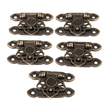 Imagem de 5 pcs Antique Bronze Liga Liga Hardware Decorativo Jóias Presente Caixa De Madeira Mala de Mala Hasp Latch Hook com parafusos 37 * 25mm YYDFPIIA