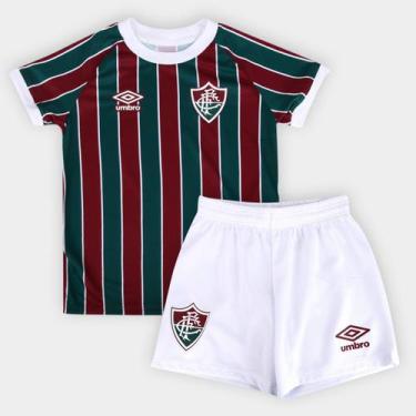 Imagem de Kit Camisa Fluminense I Infantil 23/24 S/N Torcedor Umbro + Calção Inf