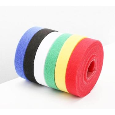 Imagem de OFC Abraçadeiras Autoaderentes |rolo de 2 metros x 10mm |Abraçadeiras de fios e cabo |laço dupla face para gerenciamento de cabos, fios, plantas e jardins e durabilidade |fecho de contato| (Amarelo)