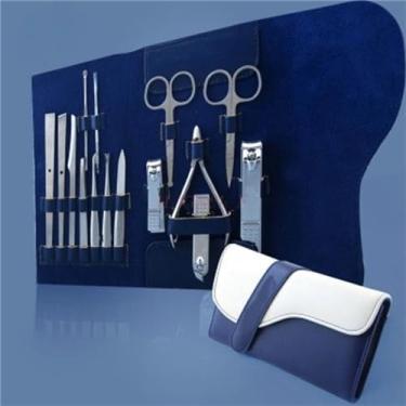 Imagem de Conjunto de cortador de unhas de aço inoxidável doméstico 15 conjunto de ferramentas de limpeza pessoal alicate corte pedicure conjunto, azul