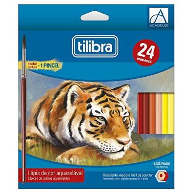 Imagem de Lápis de Cor Sextavado Aquarelável + Pincel, Tilibra, Académie, 24 Cores