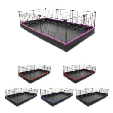 Imagem de Cercado Aramado Pet Porquinho da Índia 60x120 com Bandeja Higiênica Tapete Impermeável Fácil de Limpar Cercadinho Coelho Proteção Filhotes de Cachorro