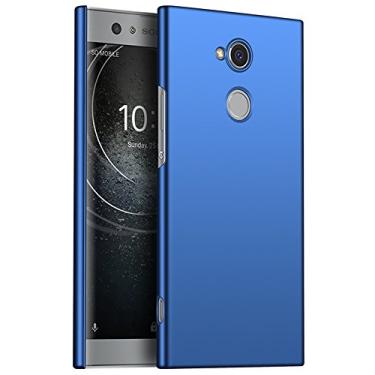 Imagem de INSOLKIDON Compatível com Sony XA2 Ultra/Sony XA2 Capa traseira rígida PC capa protetora de telefone proteção fosca bumper cor sólida à prova de arranhões capa rígida antiderrapante (XA2, azul)