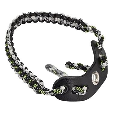 Imagem de SUNYA Alça de pulso com arco de tiro, alça de paracord 550 confortável na mão. Pala de couro 100% flor integral, várias cores camufladas. Ajuste estabilizador de arco composto e recurvo. (Halo 49)