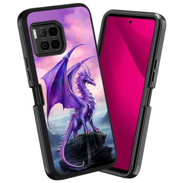 Imagem de WEUIUJKILO Capa para celular T-Mobile Revvl 7 Pro 5G, resistente 3 em 1, híbrida, à prova de choque, à prova de poeira, queda, proteção total para T-Mobile Revvl 7 Pro 5G (2024), dragão roxo