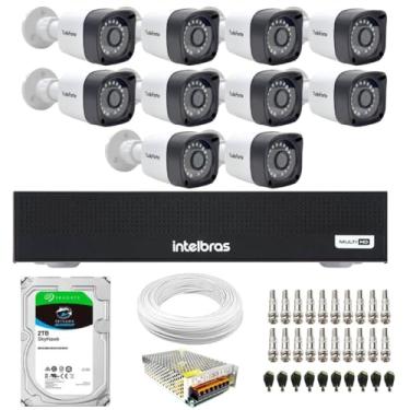 Imagem de Kit 10 Câmeras Tudo Forte TF 2020 B Full HD 1080p Bullet Visão Noturna 20M Proteção IP66 Dvr Intelbras MHDX 3116-C 16 Canais HD 2TB SkyHawk