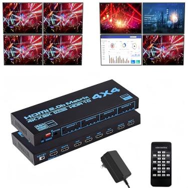 Imagem de Conmutador matricial explosivo HDMI 2.0 4k 4X4 distribución de conmutación 4 en 4 fuera matriz de vídeo Switch Splitter 4K@60Hz soporta IR 3D EDID Blu-Ray DVD con luces LED para paredes LCD TV et