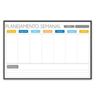 Imagem de Quadro Planner 90x60 cm Semanal Light e Mensal Gray Moldura Madeira Preto