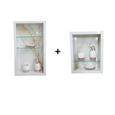 Imagem de 2 nichos banheiro porcelanato (30x40) (30x60) com prateleira - Belo Ni