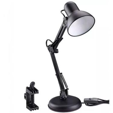 Imagem de Luminaria Mesa Preto Abajur Articulável Base Garra Aa2 .g