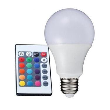 Imagem de Lâmpada Led Muda De Cor Com Controle Remoto Rgb 7W Rixme, Lâmpada led 