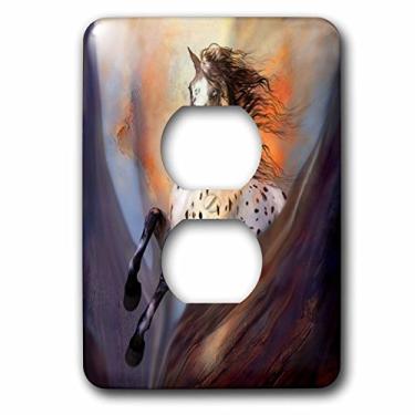 Imagem de 3dRose Lsp_172227_6 Cavalo Selvagem Galopante Power Vigor Laranja Marrom Luz Interruptor Tampa