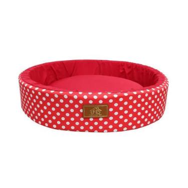 Imagem de Cama Fábrica Pet Redonda Unic Vermelho para Cães e Gatos - Tamanho P