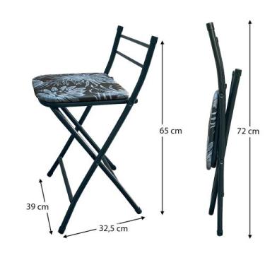 Imagem de Banco Banqueta baixa com encosto VIENA - WRM Metal, Preto Fosco