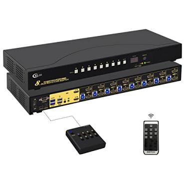Imagem de CKLau Portas Usb 3.0 para Montagem Em Rack Hdmi Kvm Switch Monitor Duplo 4K60Hz com Áudio, 2 Unidades Usb 3.0 Hub e Cabos, Teclado e Mouse Caixa de Comutador de Teclas de Atalho Suporta Comutação Sem