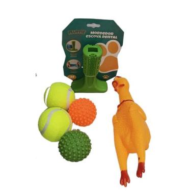 Imagem de Kit com 7 brinquedos mordedores pet cachorro gato  - FLUFFIE
