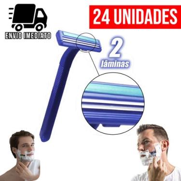 Imagem de Kit 24 Aparelho de Barbear Descartável com 2 Lâminas e Lubrificante Ba