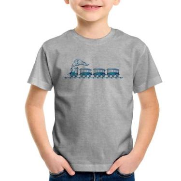 Imagem de Camiseta Infantil Trenzinho Brinquedo - Foca na Moda, Cinza, 12