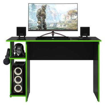 Imagem de Mesa Gamer Leeds Q01 Preto/Verde - Amarena Móveis, Preto/Verde