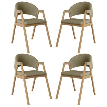 Imagem de Kit 4 Cadeiras Suellen Luxo Reforçada Mesa De Jantar Linho Bege
