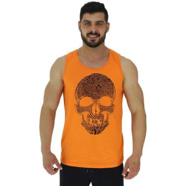 Imagem de Regata Clássica Masculina MXD Conceito Caveira Digital, M, Laranja