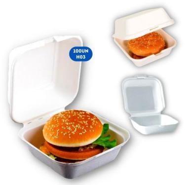Imagem de Hamburgueira Isopor H3 Grande Térmica Lanches Crepes Porções - 100 Uni