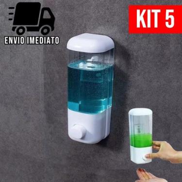 Imagem de Kit 5 Dispenser Detergente Sabonete Líquido Álcool Gel de Parede Autom