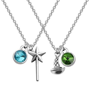 Imagem de KUIYAI Presente inspirado no filme Elphaba e Glinda, presente de bruxa má bruxa boa, chapéu de bruxa má, varinha mágica presente para amantes de bruxa, Metal, Sem Pedra Preciosa