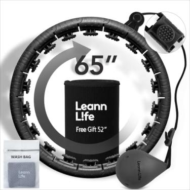 Imagem de Leann L!fe 32 nós 19 "- 65", bambolê com trava magnética inteligente para perda de peso de crianças e adultos, aro infinito plus size, exercícios de fitness, toner abdominal, bola preta-pret