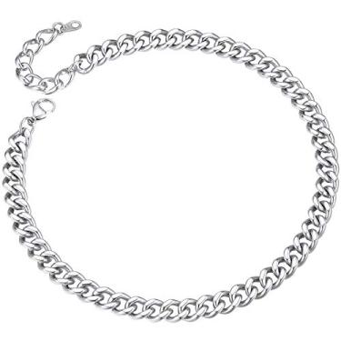 Imagem de Corrente masculina resistente Miami cubano ChainsPro de 35,5-76,2 cm, largura 5/7/9/12 mm, aço inoxidável 316L/fecho durável banhado a ouro 18K (envie uma caixa de presente)
