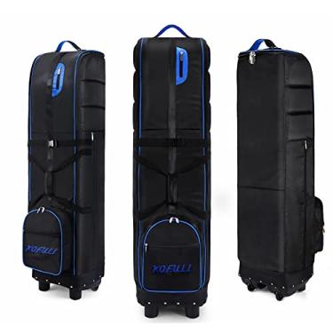 Imagem de kahuayi bolsas de viagem de golfe para companhias aéreas com rodas Tecido de náilon espesso 1600d bolso de armazenamento extra bolsas de golfe de viagem para companhias aéreas (com bloqueio de senha)