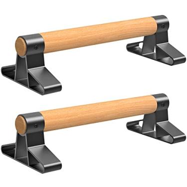 Imagem de SELEWARE Barras Push Up De Madeira Barras Parallettes Barras De Apoio De Mão Antiderrapantes Para Calistenia, Fitness, Exercícios De Piso Madeira Maciça Com Suporte De Metal Resistente, Suporte 500 Li