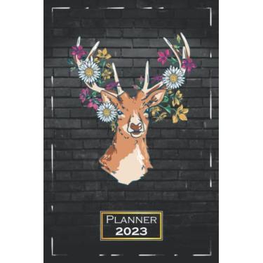 Imagem de Planner 2023: A5 (6x9) | One Week on a Double Page | From Monday to Sunday | Diary | Flower Animal Deer | qb2