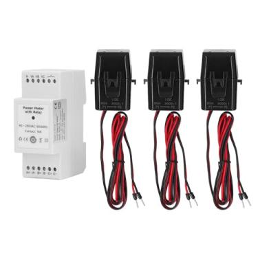 Imagem de Medidor de Energia Residencial, Medidor de Energia de Amperagem de Tensão de Corrente Trifásica Com Transformador de Corrente de 3 Braçadeiras, Monitoramento Em Tempo Real,
