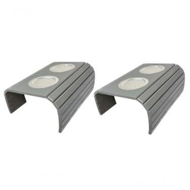 Imagem de Kit 02 Esteira Decorativa Laqueada Sofá Copo Alumínio Cinza