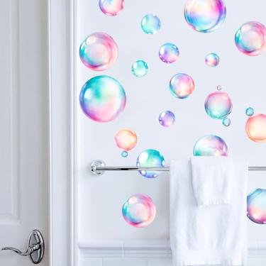 Imagem de Adesivos de bolhas de sabão, conjunto de 66 adesivos coloridos de bolhas Undersea World, decalques de banheiro para paredes, azulejos de cerâmica e móveis